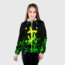 Куртка с капюшоном женская Doom кислотное лого огненный, цвет: 3D-белый — фото 2