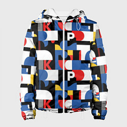 Куртка с капюшоном женская Геометрия букв, цвет: 3D-белый