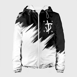 Куртка с капюшоном женская Doom краски черно белый, цвет: 3D-белый