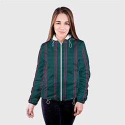 Куртка с капюшоном женская Color dark cage pink stripes, цвет: 3D-белый — фото 2