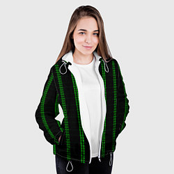 Куртка с капюшоном женская Color black cage green stripes, цвет: 3D-белый — фото 2