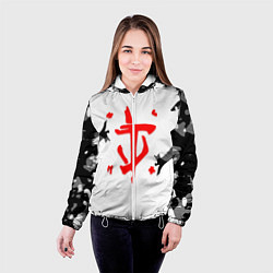 Куртка с капюшоном женская Doom лого камуфляж текстура, цвет: 3D-белый — фото 2