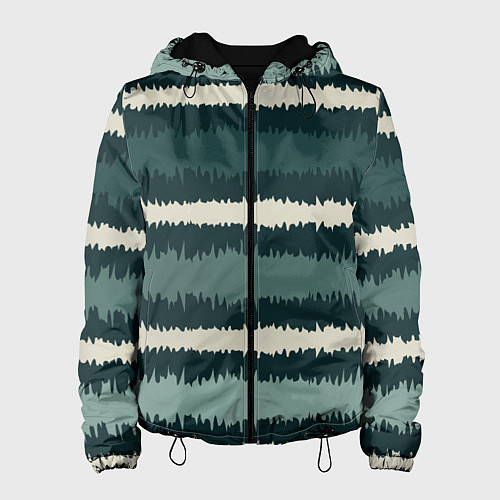 Женская куртка Полосы зигзагообразные зеленые / 3D-Черный – фото 1