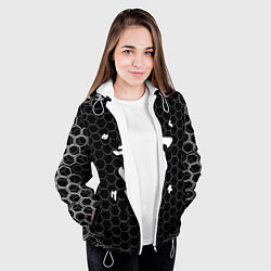 Куртка с капюшоном женская Doom соты текстура, цвет: 3D-белый — фото 2