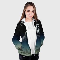 Куртка с капюшоном женская Бурый в гневе - градиент, цвет: 3D-белый — фото 2
