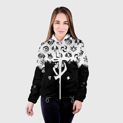 Куртка с капюшоном женская Doom черно белые аниме, цвет: 3D-белый — фото 2