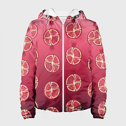 Куртка с капюшоном женская Сочные гранаты, цвет: 3D-белый