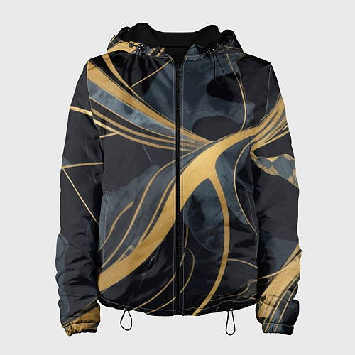 Женская куртка Мраморный узор с золотыми полосками / 3D-Черный – фото 1