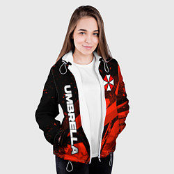 Куртка с капюшоном женская Umbrella corp - красный, цвет: 3D-белый — фото 2