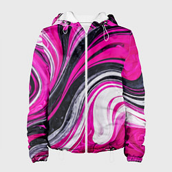 Куртка с капюшоном женская Розово белая абстракция, цвет: 3D-белый