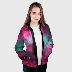 Куртка с капюшоном женская Космическая абстракция с геометрическими фигурами, цвет: 3D-черный — фото 2