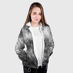 Куртка с капюшоном женская Абстракция - black and white metal scuffs, цвет: 3D-белый — фото 2