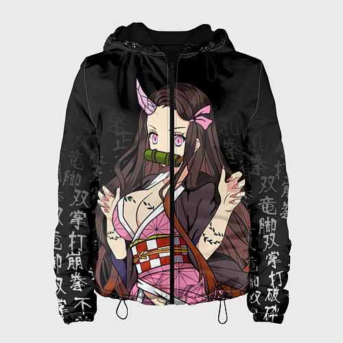 Женская куртка Клинок, рассекающий демонов, Незуко Комадо / 3D-Черный – фото 1