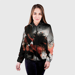 Куртка с капюшоном женская Тёмные краски абстракция красно-чёрный, цвет: 3D-черный — фото 2