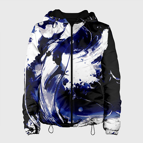 Женская куртка Чёрно-фиолетовый абстракция волна / 3D-Черный – фото 1