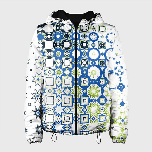 Женская куртка Сине-зеленая абстракция / 3D-Черный – фото 1