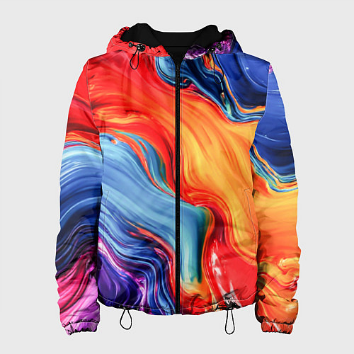 Женская куртка Красно-синие масляные краски смешение абстракция / 3D-Черный – фото 1