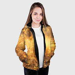Куртка с капюшоном женская Золотые лучи солнца на рассвете, цвет: 3D-черный — фото 2
