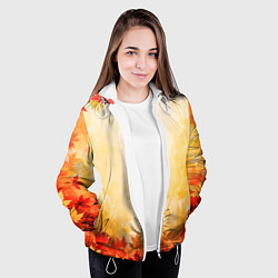 Куртка с капюшоном женская Жёлто-красный осенний, цвет: 3D-белый — фото 2