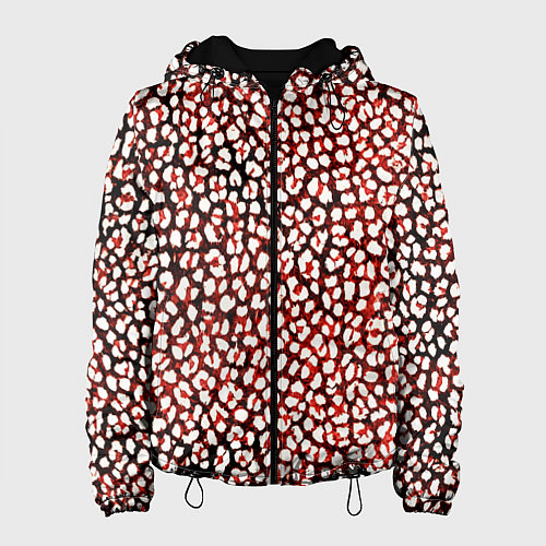 Женская куртка Тёмный красный с белыми пятнышками / 3D-Черный – фото 1
