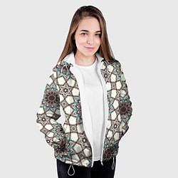 Куртка с капюшоном женская Калейдоскоп из цветочных звезд, цвет: 3D-белый — фото 2