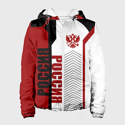 Куртка с капюшоном женская Россия герб РФ, цвет: 3D-белый