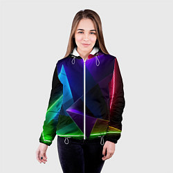 Куртка с капюшоном женская Neon colored geometric shapes, цвет: 3D-белый — фото 2
