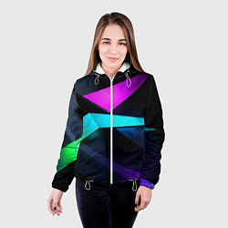 Куртка с капюшоном женская Neon colored geometric, цвет: 3D-белый — фото 2
