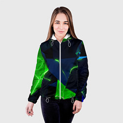 Куртка с капюшоном женская Neon tile green, цвет: 3D-белый — фото 2