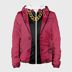 Куртка с капюшоном женская Малиновый пиджак - новый русский 90-е, цвет: 3D-белый