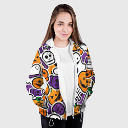Куртка с капюшоном женская Улыбки хэллоуина, цвет: 3D-белый — фото 2