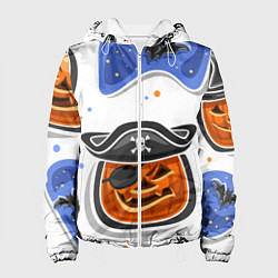 Куртка с капюшоном женская Радостный хэллоуин, цвет: 3D-белый