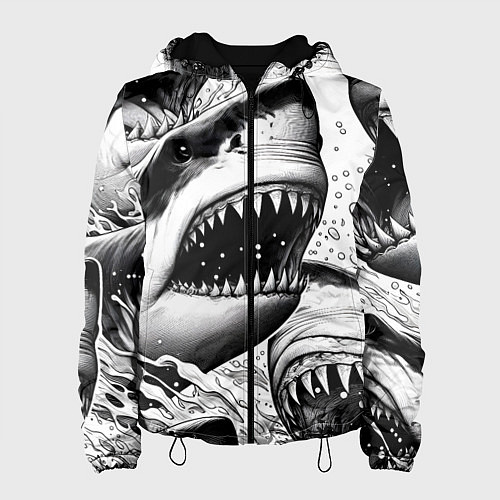 Женская куртка Белая акула - стая / 3D-Черный – фото 1