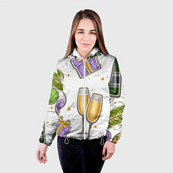 Куртка с капюшоном женская Новогодний вайб, цвет: 3D-белый — фото 2