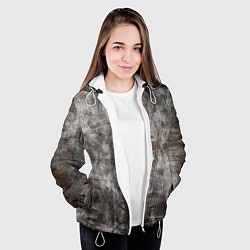Куртка с капюшоном женская Абстракция - gray stone, цвет: 3D-белый — фото 2