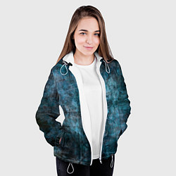 Куртка с капюшоном женская Абстракция - dark blue, цвет: 3D-белый — фото 2