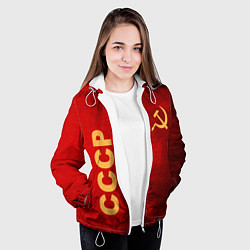 Куртка с капюшоном женская Советский союз символика, цвет: 3D-белый — фото 2