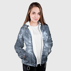 Куртка с капюшоном женская Абстракция - gray-blue, цвет: 3D-белый — фото 2