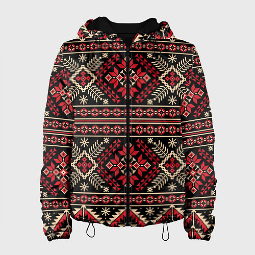 Женская куртка Этнический славянский орнамент / 3D-Черный – фото 1