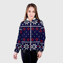 Куртка с капюшоном женская Вязаный новогодний узор, цвет: 3D-белый — фото 2