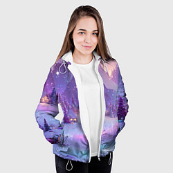 Куртка с капюшоном женская Новогодняя магическая атмосфера, цвет: 3D-белый — фото 2