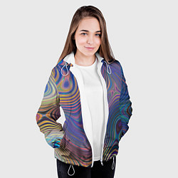 Куртка с капюшоном женская Абстрактная рябь, цвет: 3D-белый — фото 2