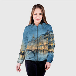 Куртка с капюшоном женская Снежный вечер Санкт-Петербурга, цвет: 3D-черный — фото 2