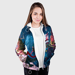 Куртка с капюшоном женская Санта с динозавром, цвет: 3D-белый — фото 2