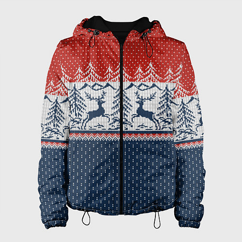 Женская куртка Вязаный узор с оленями / 3D-Черный – фото 1