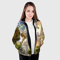 Куртка с капюшоном женская Радужный единорог, цвет: 3D-черный — фото 2