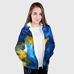Куртка с капюшоном женская Космический попугай, цвет: 3D-белый — фото 2