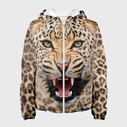 Куртка с капюшоном женская Взгляд леопарда, цвет: 3D-белый