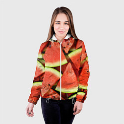 Куртка с капюшоном женская Дольки арбуза, цвет: 3D-белый — фото 2