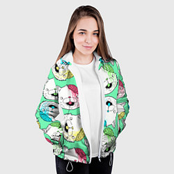 Куртка с капюшоном женская Drop Dead: Kitty Heads, цвет: 3D-белый — фото 2